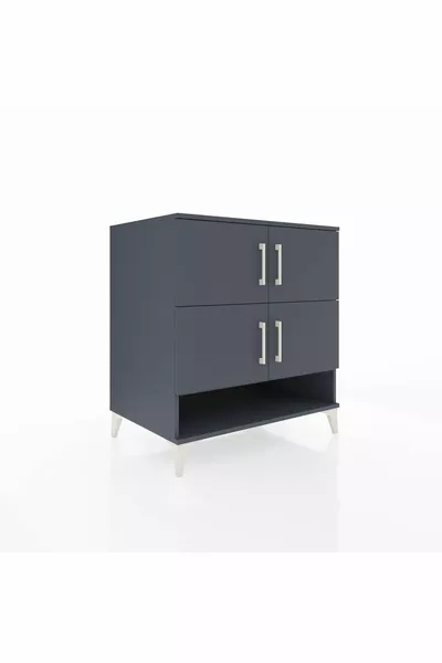 Commode Kronos 4 étagères 4 portes Anthracite-Anthracite