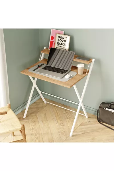 Stylish and Durable, Stable Metal-Leg Laptop Table, Folding Work Desk, Laptop Stand