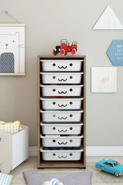 Armoire multifonction à 8 paniers, armoire de cuisine, armoire pour jouets d'enfants, organisateur de jouets