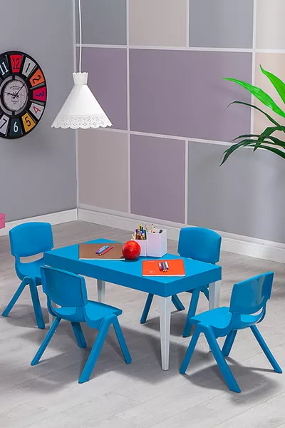 Junior Rechthoekige Ergonomische Comfortabele Kleuterschool Kinderbureau - Blauw