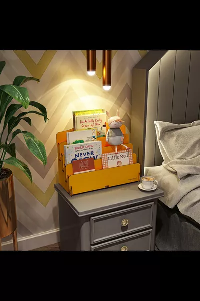 Mini Lucky Montessori Children's Library 4-Shelf Wooden Kids' Room Bookshelf Desktop Mini Bookshelf