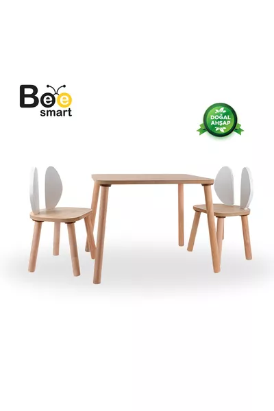 Table d'activité pour enfants Safir Chêne Blanc avec 2 chaises