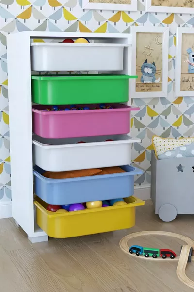 Multipurpose 6-Basket Toy Cabinet