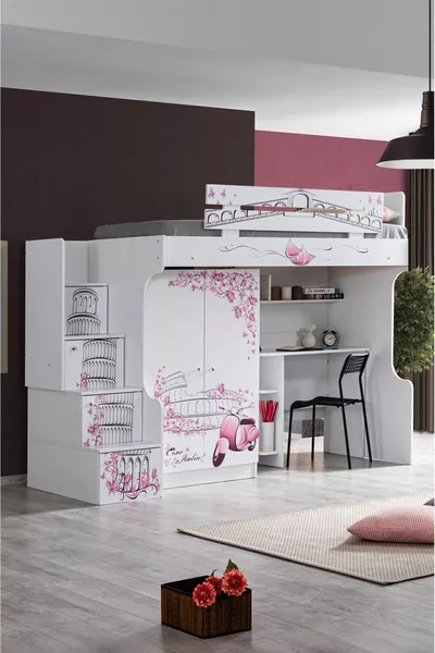 Кровать-чердак, шкаф и стол Pisa, 1 штука Comfortyatak