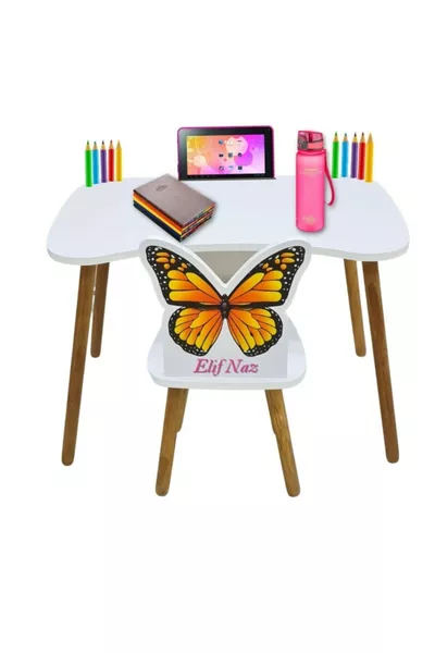 Children's Study Desk and Chair Set Age (With Personalized Name Gift)
