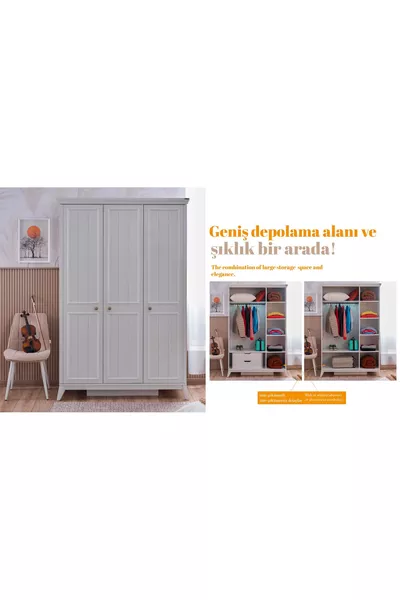 Gloria Children's Room (3-Door Wardrobe + Montessori + Wardrobe with Doors)