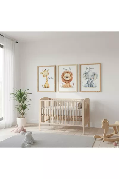 "Zen Luxury Children's Room Set" Wooden framed 3-piece UV printed wall art set.