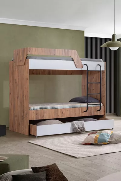 Кровать-чердак, металлическая с тройным спальным местом, с 3 матрасами Comfortyatak
