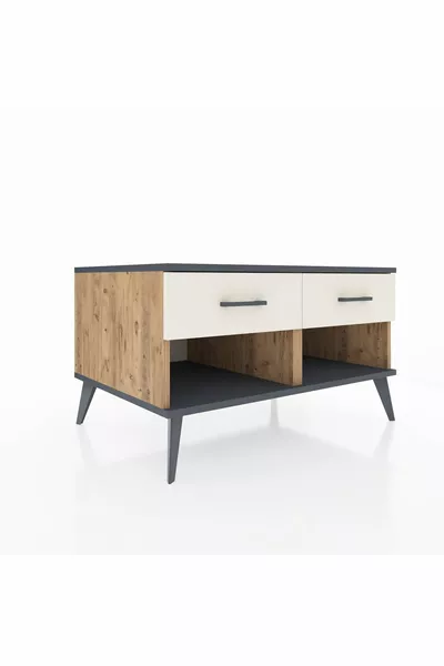 Comò Kronos 2 Cassetti Pino-Antracite/Pietra di Luna