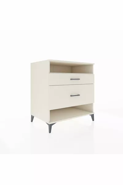 Kronos Dresser Single Shelf 2 Drawers Moonstone-Moonstone
