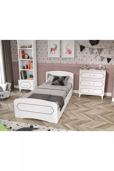 Hayal Modern Youth Room Set White, 4 Pieces, All Made of First-Quality MDF