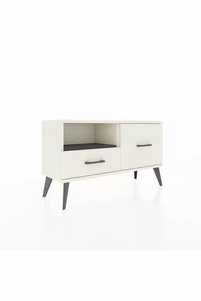 Commode Arges à une étagère et 2 tiroirs, quartz-anthracite/quartz
