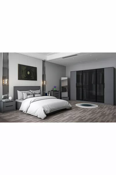 Kale Luxe Schlafzimmer Set - Anthrazit Set 1