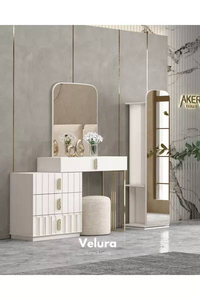 Destan Bedroom Set (Wardrobe + Dresser + Nightstand + Bed Frame)