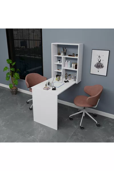 Tavolo per Manicure e Pedicure con Ripiani in Cedro, Bianco - Cedro