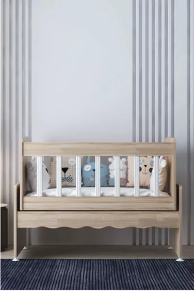 Rocking Mother Side Wooden Baby Crib Without Drawer Sonoma