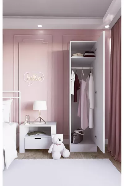 Armoire à vêtements Daisy  cm Blanche à une porte
