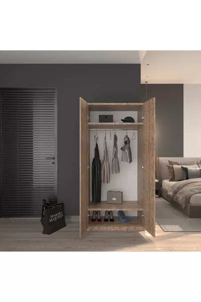Armoire à vêtements à 2 portes en pin 
