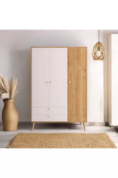 Armadio da Camera Tema con Tre Ante e Cassetti, Guardaroba  cm