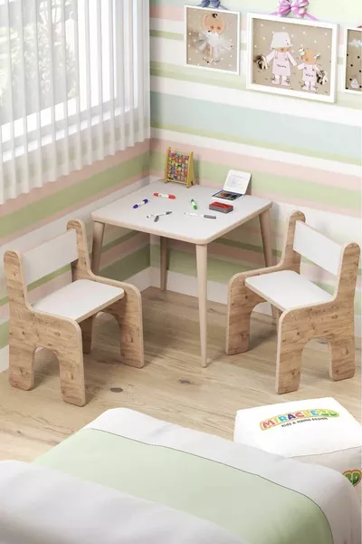 Children's Play Activity Desk and Chair with Backrest Activity Table (Ages 2-4)