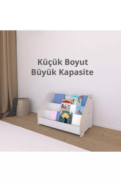 Anka Montessori Wooden Floor Bookshelf / White