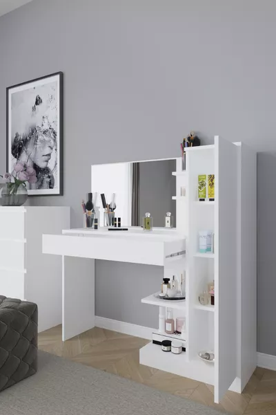 Orkide Schminktisch, mit 1 Schublade, Schrank und Spiegel