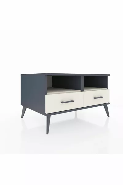 Comò Kronos con 2 Ripiani e 2 Cassetti Antracite-Color Pietra