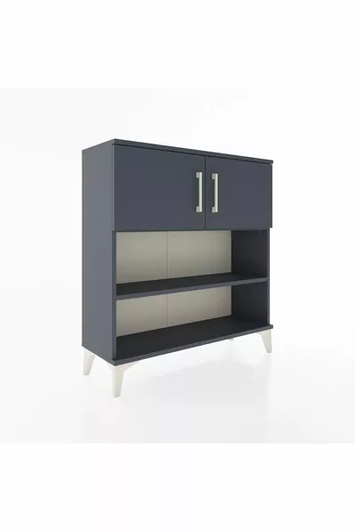 Commode Arges 3 étagères 2 portes Anthracite-Anthracite