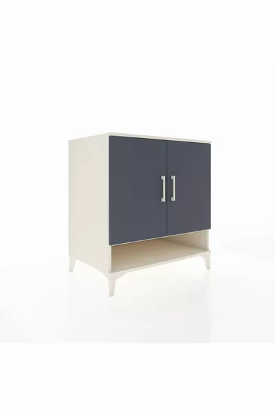 Commode Kronos 3 étagères 2 portes Pierre de lune-Anthracite