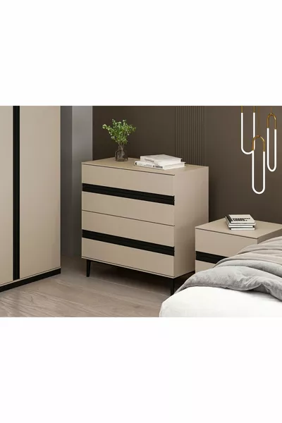 Star Şifonyer 4C Soft - Kumtası Siyah