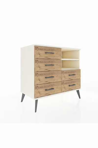 Hyperion Dressoir 2 Planken 6 Lades Opaal-Opaal/Meranti