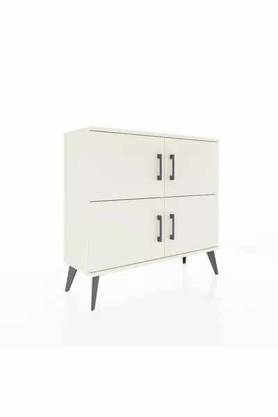 Commode Arges 2 étagères 4 portes Pierre de lune/Pierre de lune/Anthracite