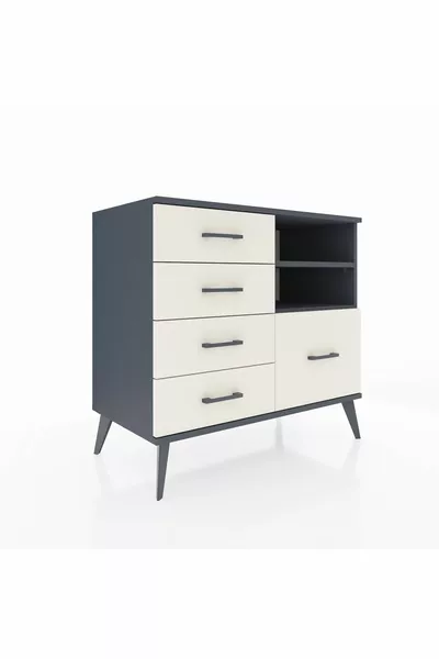 Hyperion Dresser 2 Shelves 5 Drawers Anthracite-Anthracite/Moonstone