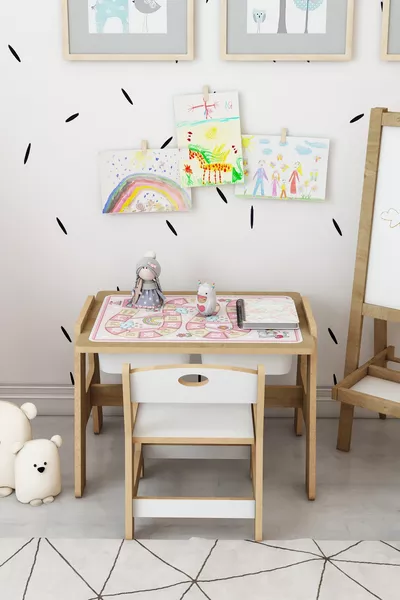 Les Montessori Houten Activiteiten Tafel en Stoel Set