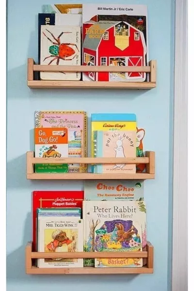 Montessori Bookshelf Children's Baby Room Wall Shelf Wooden Bookshelf Shelf 3 Pieces Cm