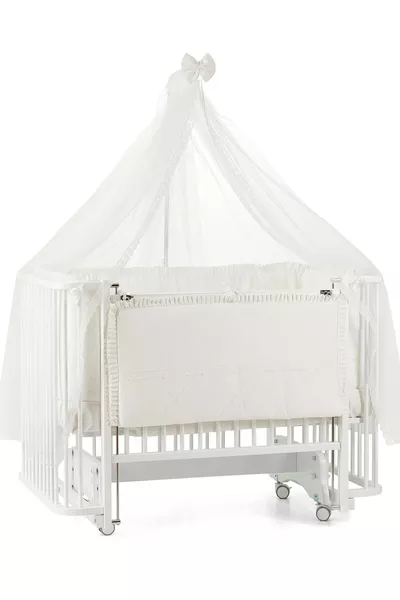 Culla a dondolo in legno per bambini Anne Yanı cm (bianco-avorio)