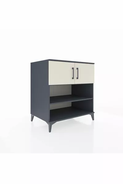 Commode Kronos 3 étagères 2 portes Anthracite-Pierre de lune