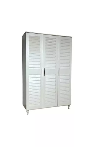 Pera High-Quality 3-Door MDF Cabinet | Rehau Coated Doors | Beech Wood Legs