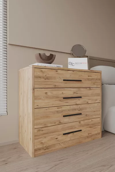 Alya 4-Drawer Dresser with Black Handles Atlantic Pine