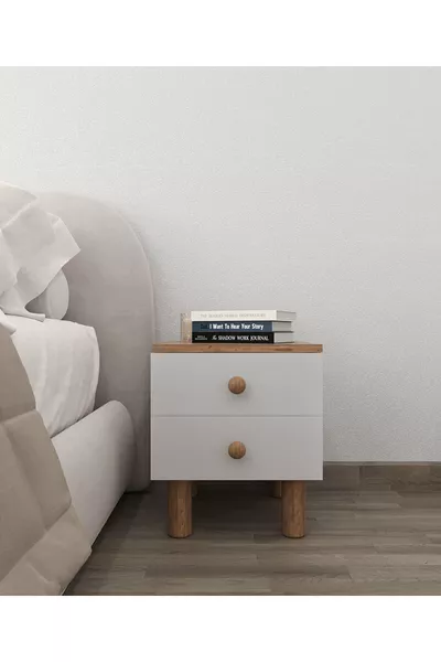 Sun 2-Drawer Nightstand - Atlantic Pine - White