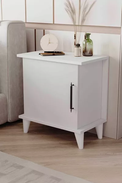 Comodino Moderno Adela con Maniglia Bianco