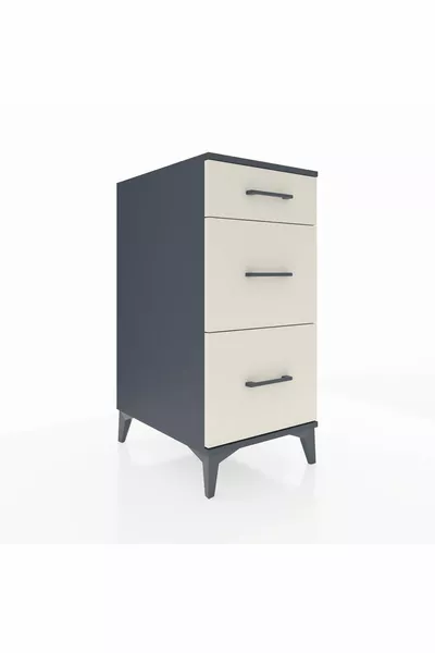 Kronos Nightstand 3-Drawer Anthracite-Sandstone