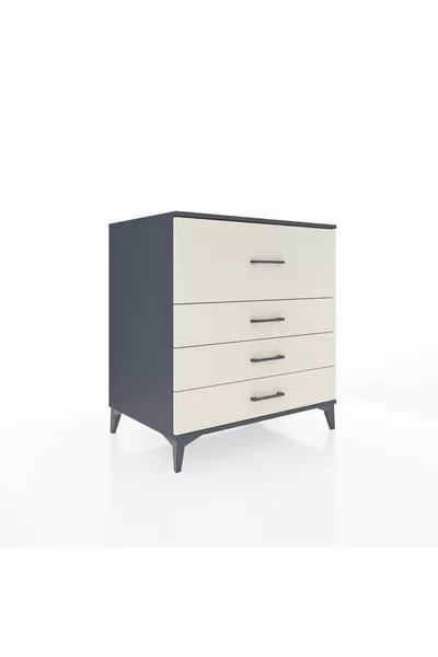 Cassettiera Kronos 4 Cassetti Antracite-Pietra di Luna