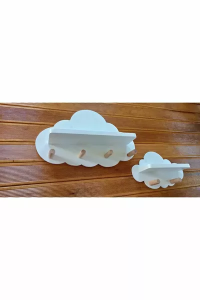 Lot de 2 Porte-manteaux Nuage Blanc Accessoires de Chambre d'Enfant Décoration Meuble