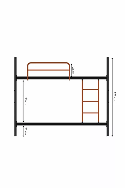 Trend Bunk Bed Compatible with Mattress Orange Detachable Metal Bunk Bed Frame