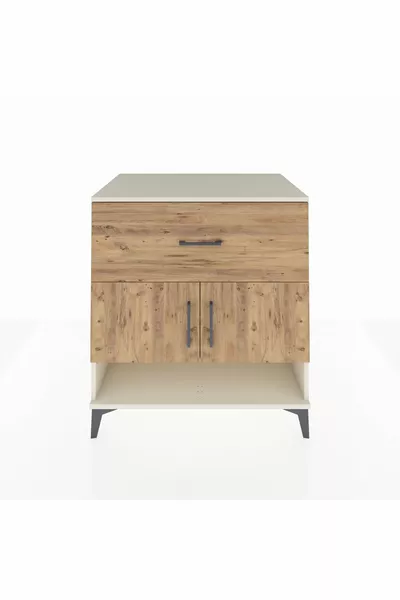 Kronos Dresser with 2 Shelves, 1 Drawer, 2 Doors, Moonstone-Pine