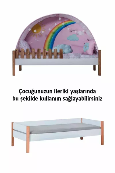 My House Montessori Ahşap Ranza Kaydıraklı Oyun Evi
