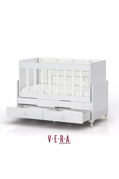 Culla oscillante accanto alla mamma, grigia con set letto, lettino, con cassetti X