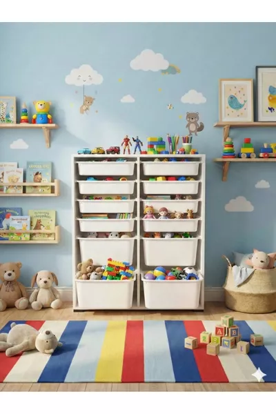 Multi-Purpose Toy Cabinet with Drawers and Storage Unit – Kids' Room Organizer with Gift Tag