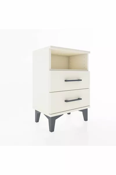 Arges Nightstand Single Shelf 2 Drawers Moonstone-Moonstone